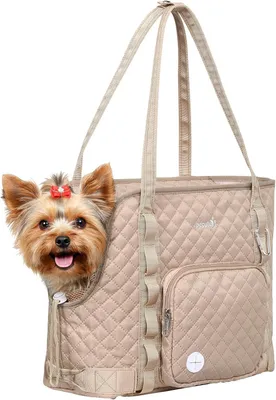 Produktbild von Pecute Hundetragetasche für Hunde bis 4kg, Hundetasche unterwegs, Khaki | Faltbare Hundetragetasche für kleine Hunde, weiche Haustier Tragetasche & Hundetasche für unterwegs
