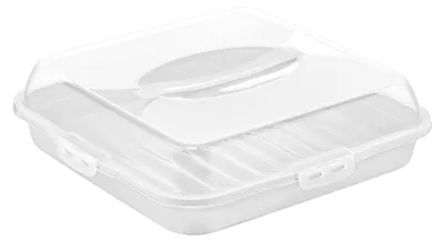 Image de Boîte carrée pour gâteaux et tartes avec poignée - 36 x 36 x 10 cm, blanche