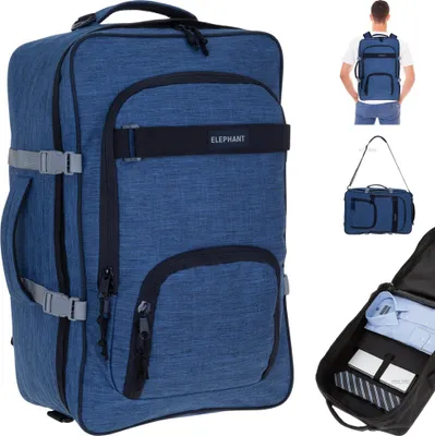 Produktbild von Rucksack Handgepäck Reise Elephant Travel Fly Laptop Tasche Schultergurt 42 Liter IATA Reiserucksack Flugzeug Gepäck Reisetasche 13029 Blau Schwarz