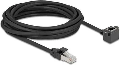 Produktbild von Delock Netzwerk Verlängerungskabel RJ45 Stecker zu RJ45 Buchse 90 grad gewinkelt Cat.6 F/UTP 5 m schwarz