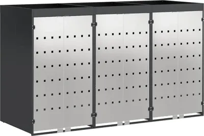 Produktbild von vidaXL Wagenmüllbehälter für 3 Behälter 204 x 77,5 x 121,5 cm Stahl