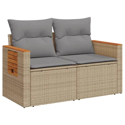 Immagine prodotto di vidaXL Divano da giardino con cuscini 2 posti Beige poly rattan