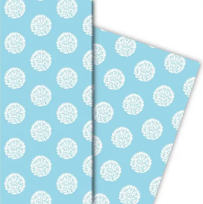 Produktbild von Schickes Designer Geschenkpapier mit großen Laub Punkten in hellblau - G6317, 32 x 48cm