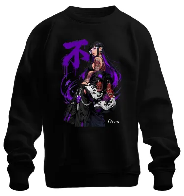 Zdjęcie produktu dla Bluza z kapturem w stylu streetwear, z motywem anime, przedstawiającym Hannyę, w japońskim stylu Y2K, czarna, rozmiar XL