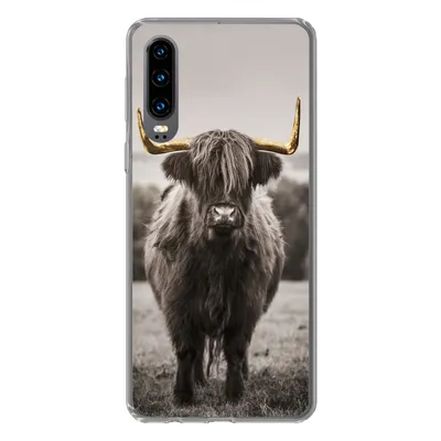 Produktbild von MuchoWow® Handyhülle Schutzhülle Hülle für Huawei P30 Schottischer Highlander - Gold - Hörner Silikon Softcase Handy Hülle - Kartenbesitzer