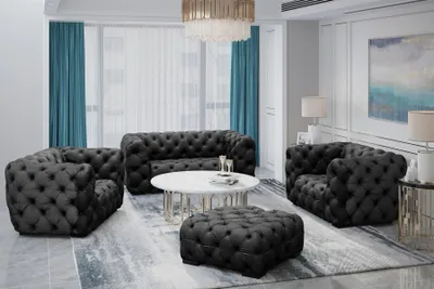 Produktbild von Sofaset Designersofa NATALIE 3-1-1 in Stoff Riviera Anthrazit