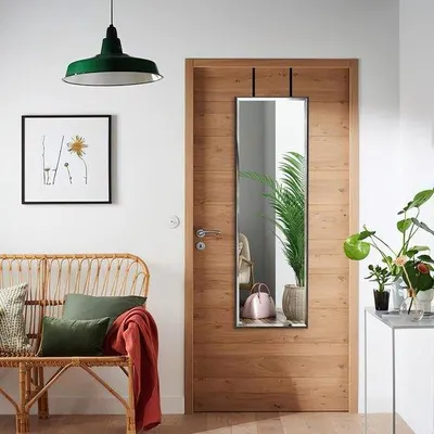Productafbeelding van Spiegel voor aan de muur, met zwarte lijst - 122x35 cm