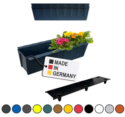 Image de BURI 2 inserts de jardinières pour palettes Euro avec tapis d'arrosage | 37,3cm Anthracite | Jardinière pour palette Euro | Balconnière | Pot de fleurs | en plastique solide | Germany