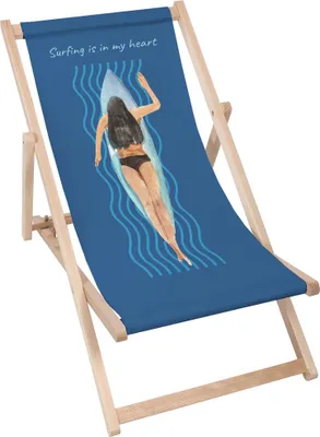 Produktbild von Dreamroots Liegestuhl klappbar Holz bis zu 130 kg, Sonnenliege klappbar mit 3-stufiger Neigungsregulierung der Rückenlehne, Surfing Is In My Heart
