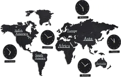 Image de Carte du monde avec horloge RD0877, noir