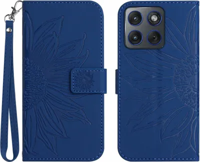 Produktbild von Motorola Edge 70 Hülle - Coverup Sonnenblume Klapphülle mit Schlüsselband - Blau