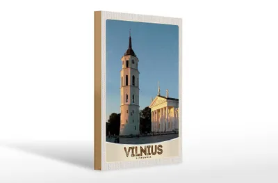 Produktbild von Holzschild Reise 20x30cm Vilnius Litauen Kirche Architektur