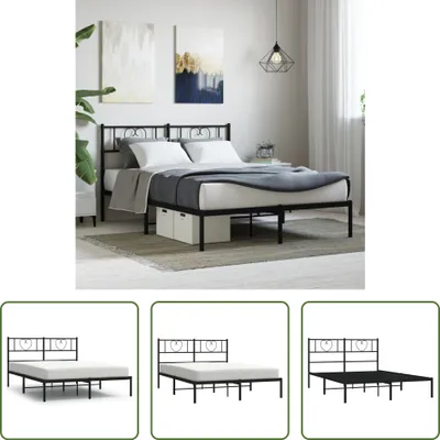Produktbild von The Living Store Bettgestell mit Kopfteil Metall Schwarz 120x200 cm