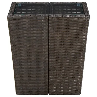 Obrázek produktu pro vidaXL Boční stolek hnědý 41,5x41,5x44 cm Polyratan a tvrzené sklo