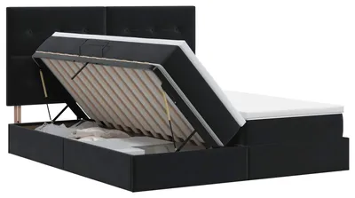 Immagine prodotto di Letto contenitore con testiera nera 180 x 200 cm in velluto