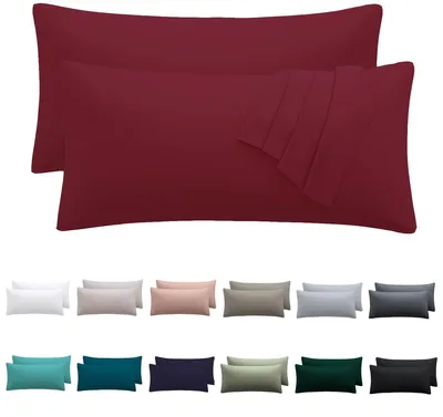 Produktbild von Kissenbezug 40 x 80 cm, 2er-Set – rote Kissenbezüge, 100 % Mikrofaser, mit Reißverschluss, weich und knitterfrei