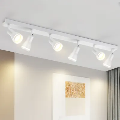 Immagine prodotto di ZMH LED plafoniera bianca a 6 fiamme GU10 orientabile moderno faretto da parete in metallo per soggiorno cucina camera da letto, senza lampadine