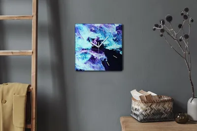 Produktbild von Coloray Hodiny Unikátní 30x30 cm  Tiché hodiny Pro obývací pokoj a kuchyň Nástěnné hodiny Plátno Bílé ručičky hodin - Světlý kouř