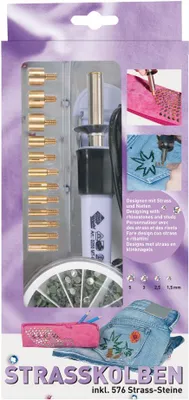 Produktbild von Pebaro Hotfix Set Strasssteine Applikator Bastelset lila 576 Stück