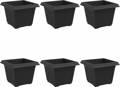 Zdjęcie produktu dla vidaXL Kwadratowa donica 6 szt. Czarna 23 x 23 x 17,5 cm