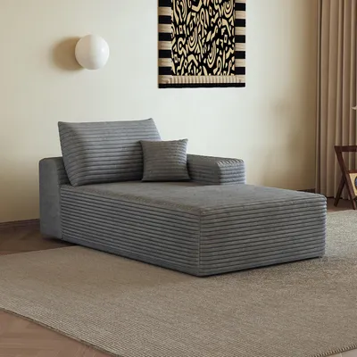 Image de Canapé - 175 x 95 x 83 cm, gris, tissu, utilisation sans montage, rembourrage confortable, utilisation polyvalente