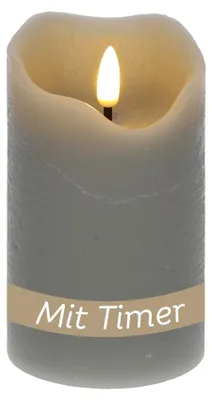 Produktbild von LED Kerze mit Timerfunktion Echtwachskerze LED Kerzen Outdoor flackernde Flamme Stumpenkerze Batteriebetrieben Weihnachtsdeko Elektrische Kerze Grau 7,5 cm x 10 cm