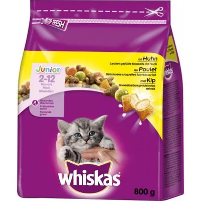 Produktbild von Whiskas Junior 2-12 Monate mit Huhn 800g