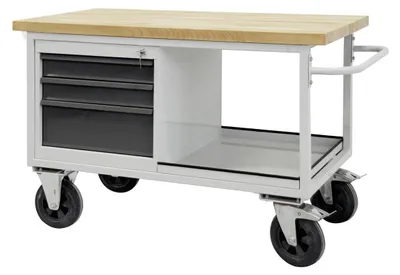 Produktbild von ADB Werkbank lichtgrau, anthrazitgrau 3 Schubladen 130,0 x 60,0 x 82,7 cm