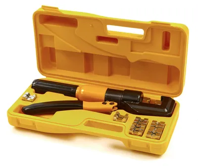 Immagine prodotto di Set pinza crimpatrice idraulica manuale, kit pressatrice per terminali elettrici, per connettore 4-70 mm² con matrici intercambiabili, 6 tonnellate