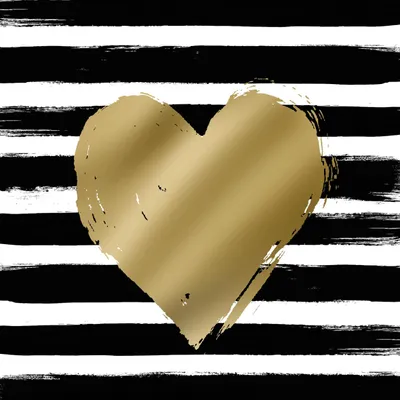 Produktbild von Servietten 33x33 cm - Heart & Stripes black/gold