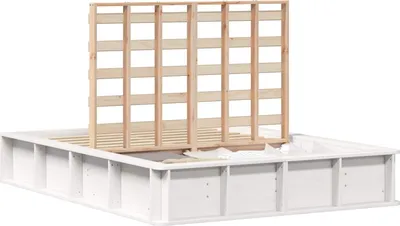 Image de vidaXL Cadre de lit blanc 135 x 190 cm Pin massif
