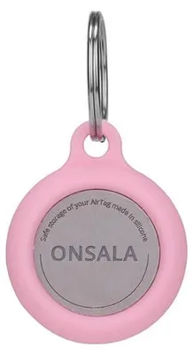 Produktbild von ONSALA Airtag-Halter aus Silikon, Rosa, mit Schlüsselanhänger