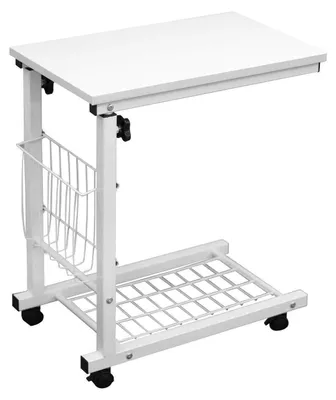 Immagine prodotto di Tavolino laterale C-Form, regolabile in altezza, con rotelle, dimensioni 48x30x56-76 cm, colore bianco