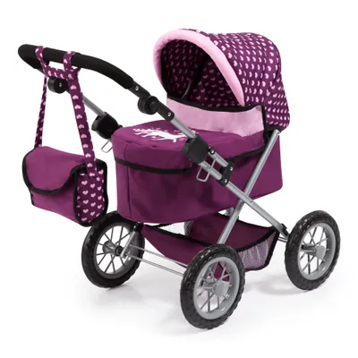 Produktbild von Bayer Design 13037AA Puppenwagen Trendy, mit Tasche, höhenverstellbarer Griff, große Räder, integrierter Korb, faltbar