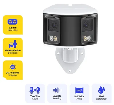 Obrázek produktu pro Systém bezpečnostních kamer – 180° – 8 MP – pro venkovní použití – monitorovací kamera – bezpečnostní kamera – PoE