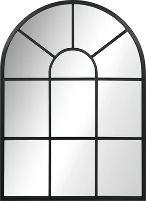Produktbild von Dekorativer Wandspiegel - Fensterspiegel - 50 x 70 cm - 2 cm Tiefe - Metall & Glas - Zur Wandmontage - Schwarz