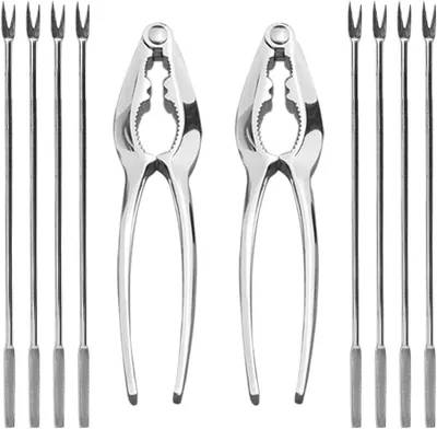 Produktbild von Meeresfrüchte-Werkzeugset, bestehend aus 8-teiligem Nussknacker-Set, 2 Hummer-/Krabbenknackern und 6 Meeresfrüchtegabeln/-spießen aus Edelstahl
