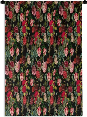 Produktbild von MuchoWow® Wandteppich Wandbehang Blumen - Rosen - Rosa 120x180 cm Tapisserie Dekoration Wandtuch - Schlafzimmer - Dekorationen für das Haus