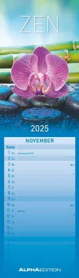 Produktbild von Streifenplaner Mini Zen 2025 - Streifen-Kalender 9,5x33 cm - Harmonie und Achtsamkeit - Wandplaner - Küchenkalender - Alpha Edition