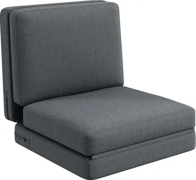 Produktbild von Bodensofa Grau 3-in-1 Klappbar Schlafsofa Mit Samtoptik Gepolstert Sofabett Bis 240kg Belastbar Fuer Schlafzimmer Wohnzimmer