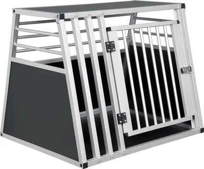 Productafbeelding van Famanu Transportbox voor honden - Veilig reizen - Aluminium - Zwart/Zilver