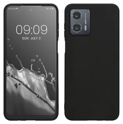 Produktbild von kwmobile Hülle für Motorola Moto G53 5G TPU Case - Handyhülle unterstützt kabelloses Laden, flexible Schutzhülle, gummiertes Cover in Schwarz matt