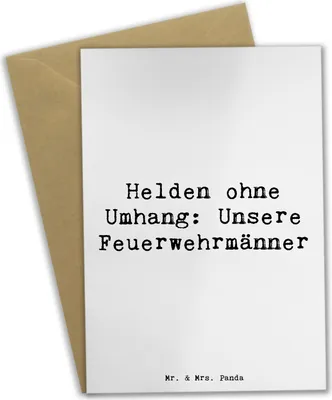 Produktbild von Mr. & Mrs. Panda babykarte Spruch Feuerwehrmann Helden - Weiß - Geschenk, Aufmerksamkeit, Anerkennung, weihnachtskarten, Engagement, osterkarten, Danke, hochzeitskarten
