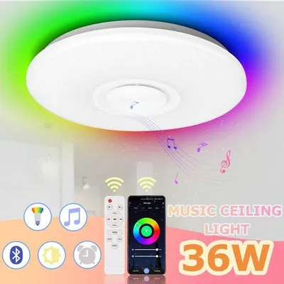 Produktbild von 36W Dimmbarer LED-Bodenlampe mit Bluetooth-Lautsprecher & App - Farbwechsel RGB-Beleuchtung, IP44 Badelampe mit Fernbedienung für Wohnzimmer, Schlafzimmer oder Küche