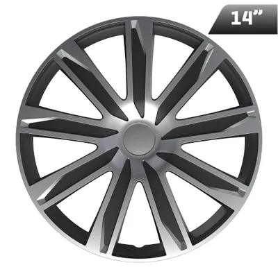 Productafbeelding van RAZE wieldeksels, zilver/zwart, 14 inch, 4 stuks.
