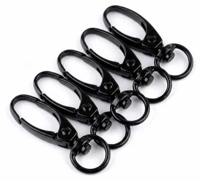 5er Set Bolzen-Karabiner in Schwarz, Taschenkarabiner für Gurtband.