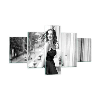 Produktbild von Bilder auf glas - 5 Teile - Frau Balkon Straße - 125x70cm - Glasbilder - Wandbilder - Bilder - zum Aufhängen bereit - Wanddekoration aus Glas - Glas Bilder - Wandbild auf Glas - GEA125x70-5017