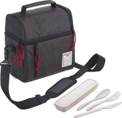 Produktbild von TROIKA BBG58/GY, Brotdosenset, Erwachsene/Kinder, Schwarz, Grau, Aluminium, Polyester, Polypropylen (PP), Weizen, Einfarbig, Quadratisch