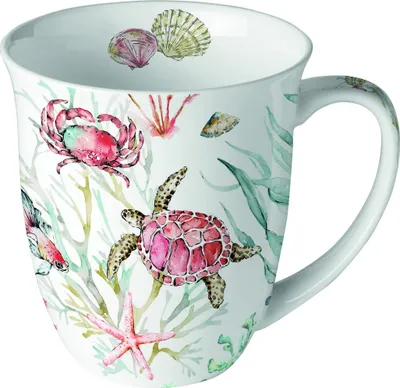 Produktbild von RP Tasse aus Porzellan Sea Animals - Meerestiere an Korallen 0,4L, Höhe 10,5cm