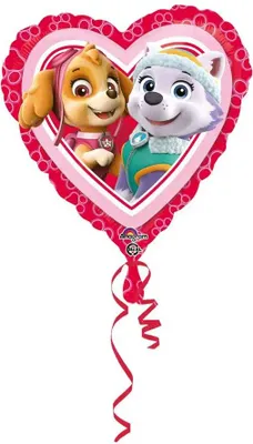 Zdjęcie produktu dla Balon foliowy serce, Skye i Everest 'Psi Patrol', 43 cm